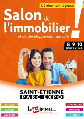 Affiche du salon de l'immobilier et du développement durable de Saint-Etienne du 8 au 10 mars 2024.