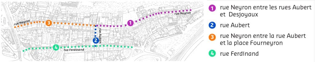 Carte des travaux des rues - Neyron - 4 phases